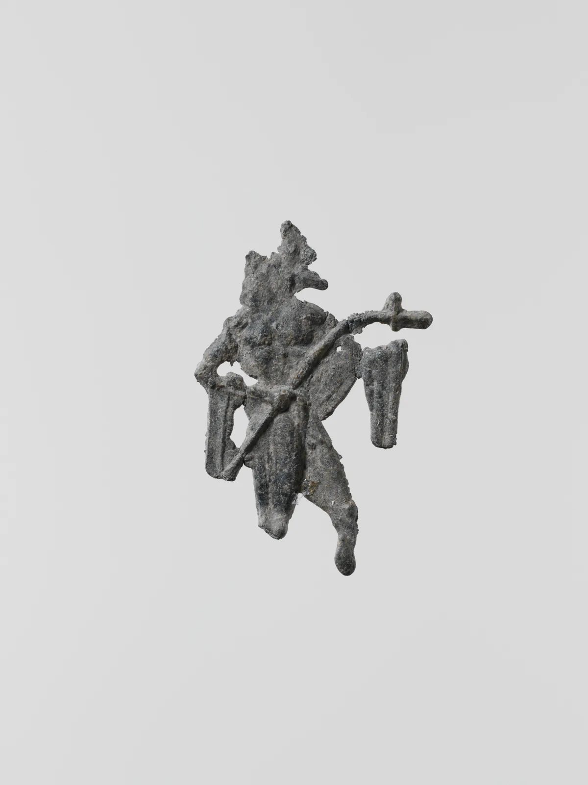 Lead figure of a man with a spear or scepter, Greek, Laconian