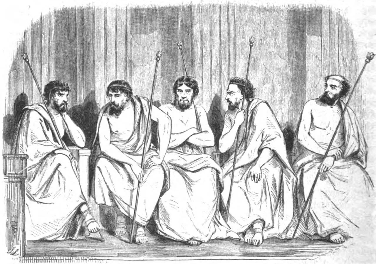 The Spartan Ephors: nineteenth-century engraving