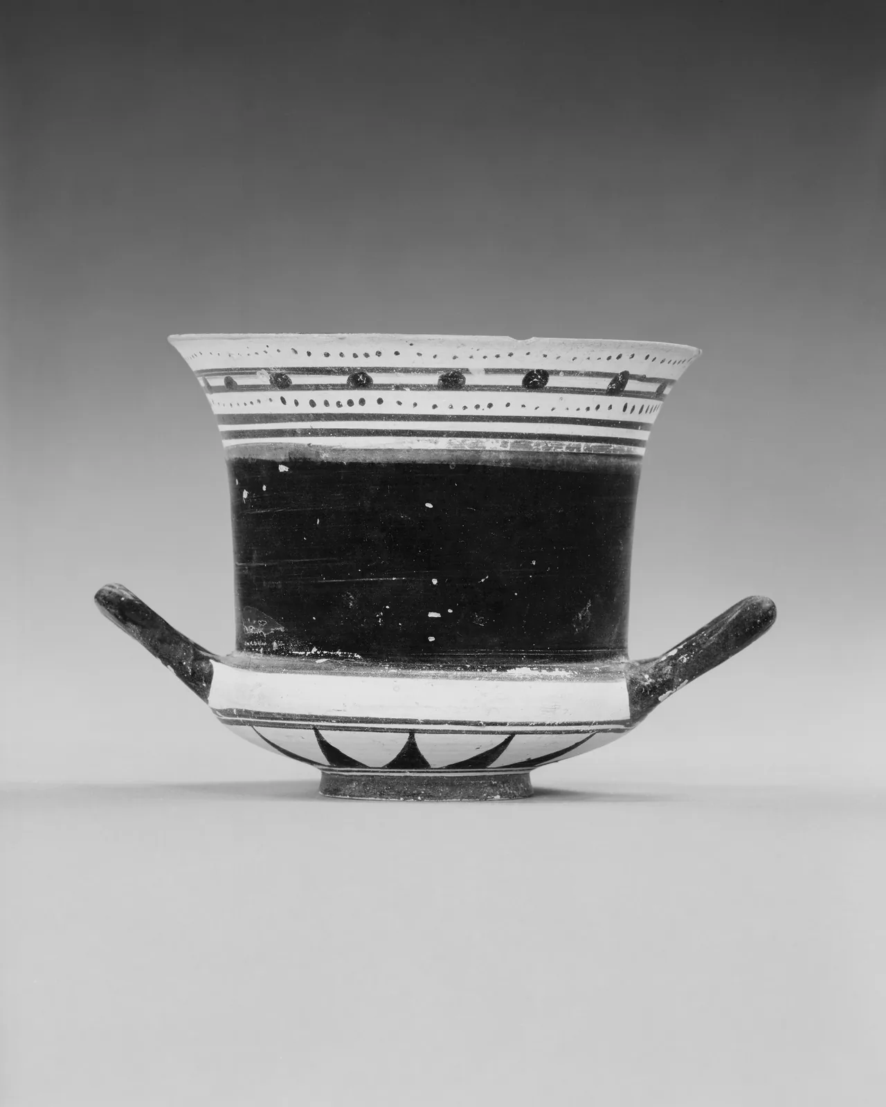 Terracotta lekaina (two-handled drinking cup), Greek, Laconian