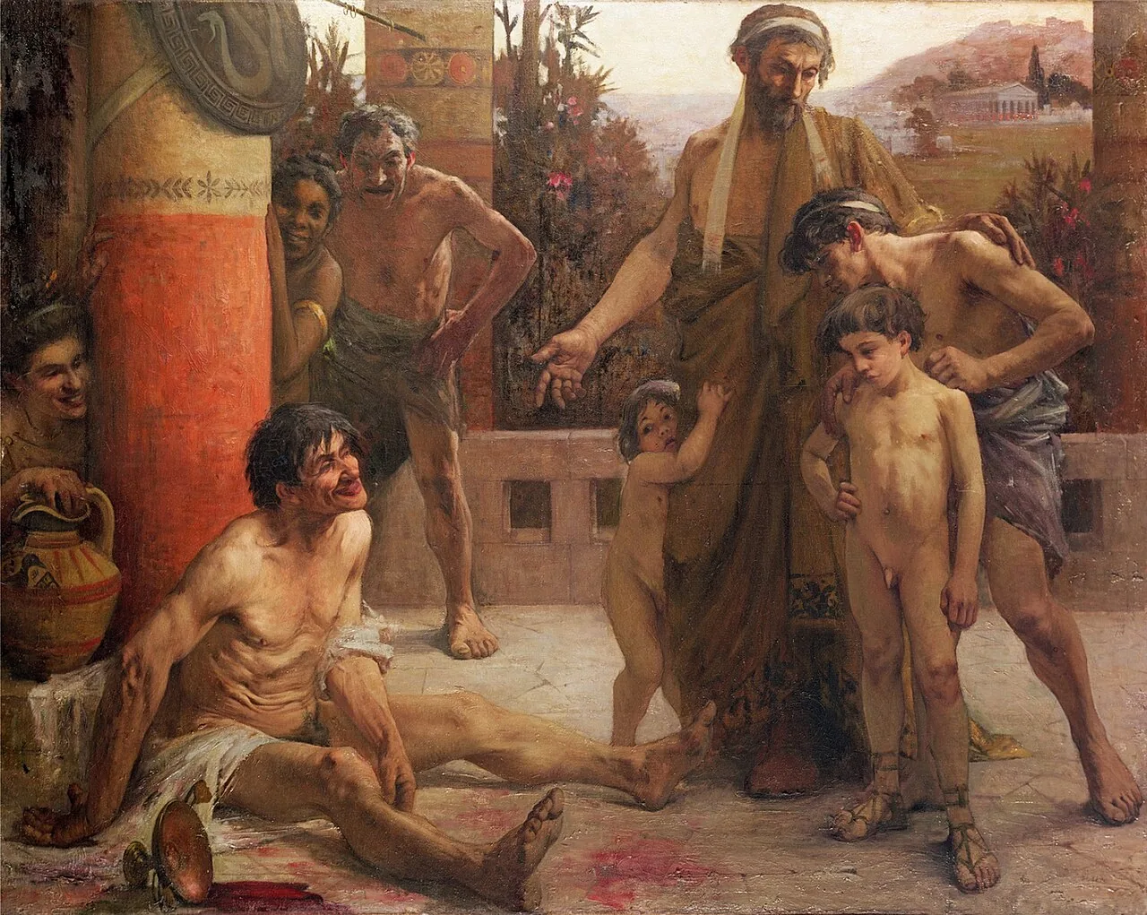 A Spartan Shows His Sons a Drunken Helot