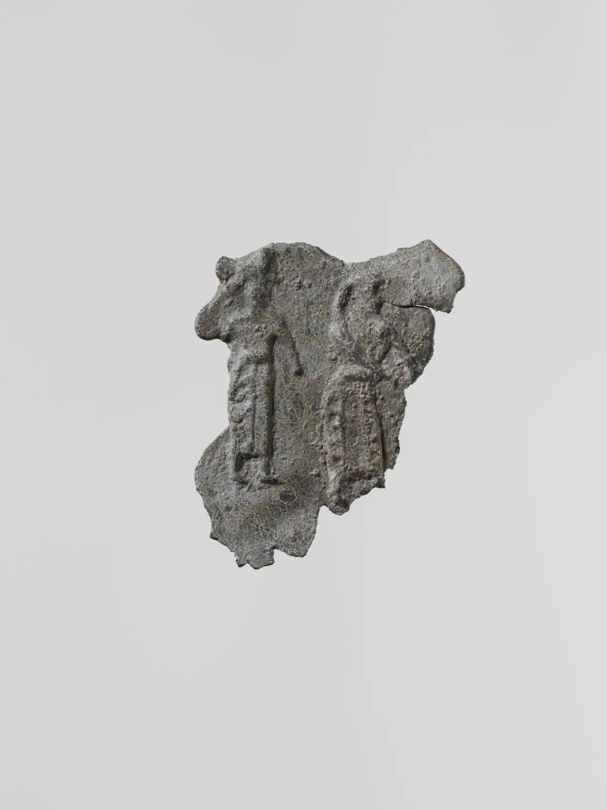 Lead plaque with two women, Greek, Laconian