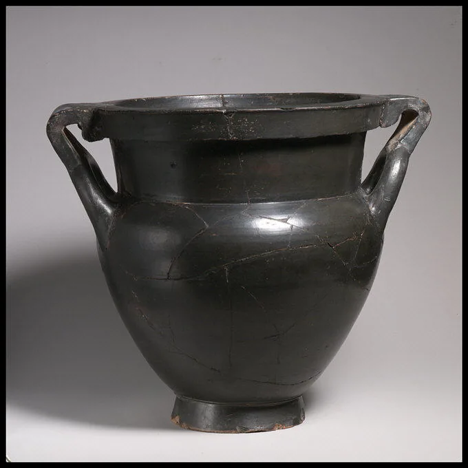 Terracotta column-krater (bowl for mixing wine and water), Greek, Laconian