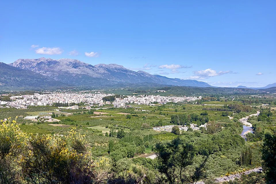 Sparta in its valley. Photograph of the surviving site or modern landscape.