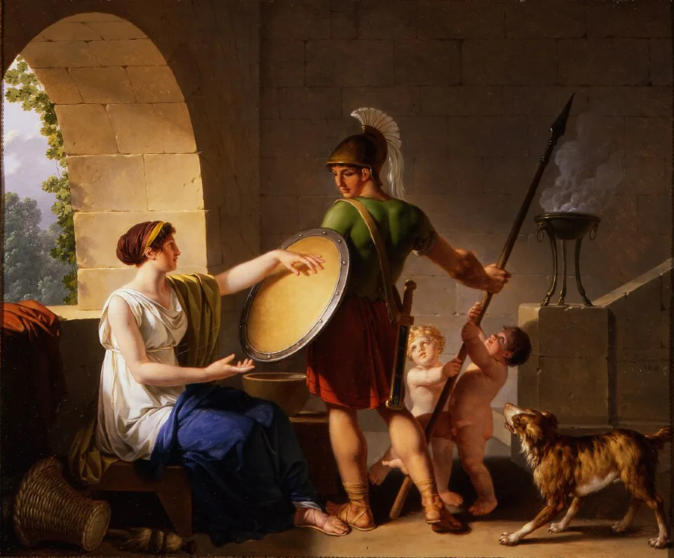 A Spartan Woman Giving a Shield to Her Son